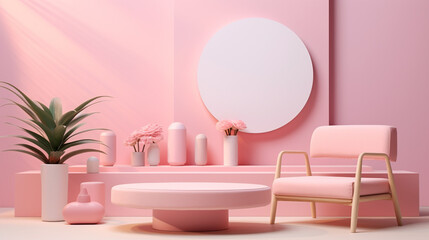 pink and white room