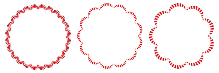 Obraz premium Christmas Candy Cane Frame. Striped ribbon circle sticker.