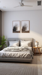 Fototapeta na wymiar Stylish Minimalist Bedroom