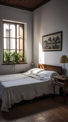 Fototapeta na wymiar Stylish Minimalist Bedroom