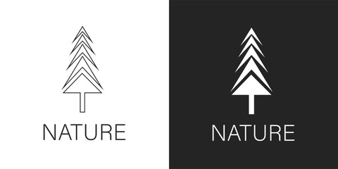 black and white pine tree vector, logo, icon. nature, tree, plant, pine, fir, pine tree, wood, leaf, leaves, forest, evergreen, environment, flat, logo, icon, clipart, sticker, vector illustration.