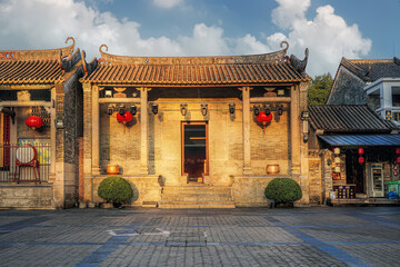 Guangzhou city, Guangdong Province, China. Lingnan Impression Garden integrates sightseeing,...