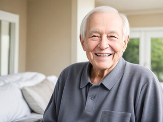 Smiling Elderly Man for Healthy Lifestyle, Happy Retirement, and Nursing Home Concept