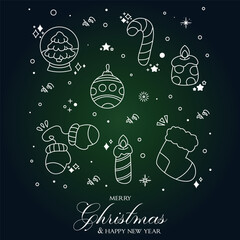 Christmas, Happy New Year background Christmas, Christmas tree, Santa Claus, Christmas title, Christmas decoration, Christmas hat, Christmas socks vector elements collection
