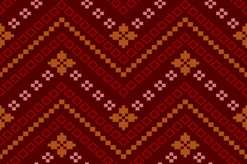 Red traditional ethnic pattern paisley flower Ikat background abstract Aztec African Indonesian Indian seamless pattern for fabric print cloth dress carpet curtains and sarong