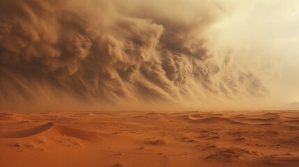 Fototapeta na wymiar a massive dust storm obscuring a synthetic desert landscape