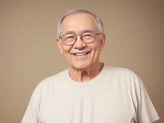 Obraz premium Smiling Elderly Man with Glasses for Healthy Lifestyle, Happy Retirement, and Nursing Home Concept