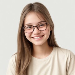 Obraz premium Smiling Female Student for Education and School Concept