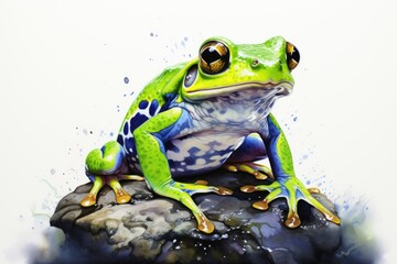 watercolor frog frog illustration with splash watercolor textured background unusual illustration watercolor frog