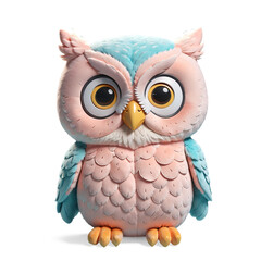 Owl Stuffed Animal Toy. Isolated on Transparent Background.