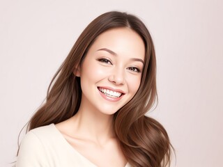 Naklejka premium Woman smiling, suitable for Facial, Dental, and Beauty Advertorial