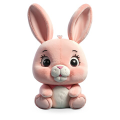 Adorable Fluffy Rabbit Toy. Isolated on Transparent Background.