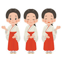 巫女の女性　セット