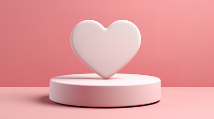 Circular stage podium for Valentine's decorated with Hearts and blank space. generative ai