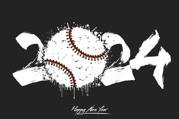 Happy New Year 2024 and baseball ball