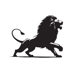Refined Minimalism: Lion's Attack - An Artistic Rendering in Minimal Silhouette, Capturing the Essence of a Lion's Attack in a Subtle Style