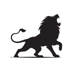 Minimalist Majesty: Lion Attacking - A Majestic and Simplified Silhouette Highlighting the Elegant Power of a Lion's Attack