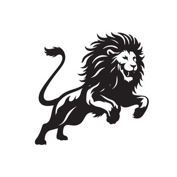 Lion's Minimal Prowess - An Artistic Minimalist Rendering of a Lion's Aggression, Capturing the Subtle Prowess in Its Movement