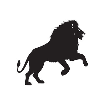Subtle Power: Minimal Lion Attack Silhouette - A Subdued Yet Impactful Image Conveying the Minimalistic Beauty in a Lion's Predatory Movement.