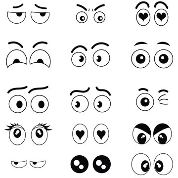 Set of cartoon eyes vector. Cartoon eyes expression