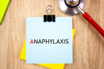 ANAPHYLAXIA inscription with stethoscope. Anaphylaxis medical concept.