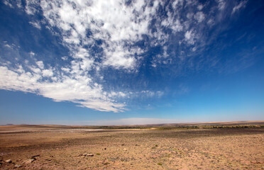 Fototapeta na wymiar Blue sky over desertscape in Petrified Forest National Park in Arizona United States