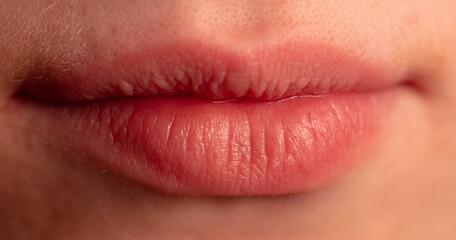 Close-up of a girl's lips. Macro