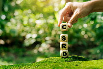 Corporate Sustainability Reporting Directive (CSRD) Concept. The European Union and financial...