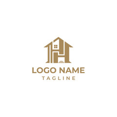 hh initial building logo design vector - obrazy, fototapety, plakaty