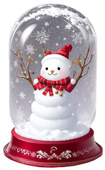 A charming illustration of an adorable snow globe New Year gift against a pure white background.
