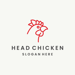 Head chicken logo icon design template flat vector