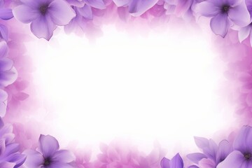Violet botany frame background with flowers, Generative AI