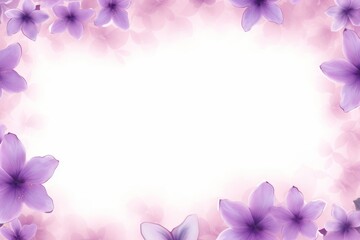 Fototapeta na wymiar Violet botany frame background with flowers, Generative AI