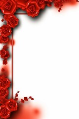 Decoration isolated Red Rose frame with white background, Generative AI