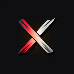 Logo red white letter X design font on black background. Sign icon typography concept