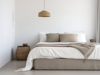 Serene and Stylish Bedroom with Natural Woven Accents