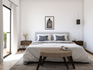 Serene and Stylish Bedroom with Natural Woven Accents