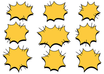 漫画風の吹き出しフレームのセット　影付き　ベクター