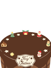 クリスマスケーキのフレーム1　縦　白背景