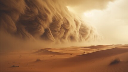 an sandstorm raging across an uninhabited synthetic desert