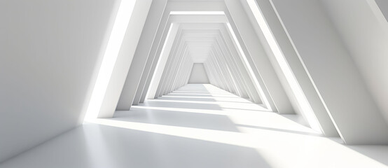 Abstract futuristic light corridor interior, Modern minimal background, 3D Rendering.