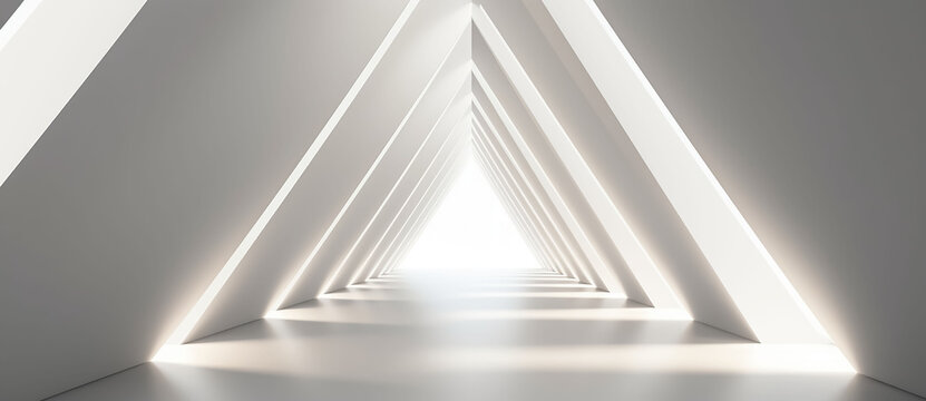 Abstract futuristic light corridor interior, Modern minimal background, 3D Rendering. © dimple