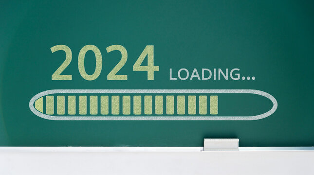 Loading 2024 written on the blackboard