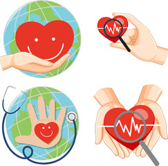 Hands Holding Heart: Vector Cartoon Illustration
