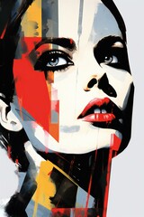 Abstract portrait of a beautiful young woman with bright make-up