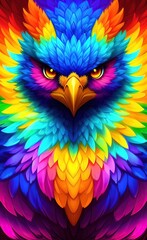 Obraz premium Abstract background with colorful bird of prey. AI