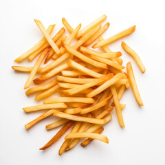 Flatlay french fries picture white background