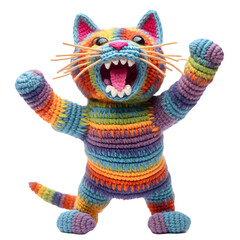 カラフルな編みぐるみ猫