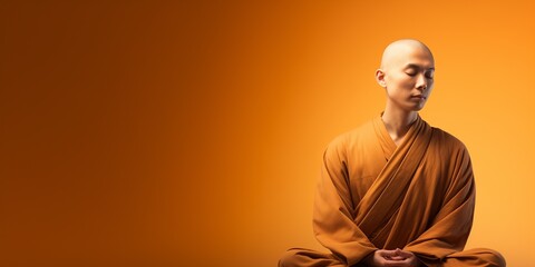 A Japanese monk with a shaved head
