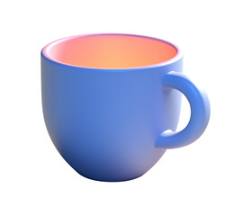 Blue coffee cup or mug cup 3D illustration icon. Transparent background. - Generative AI